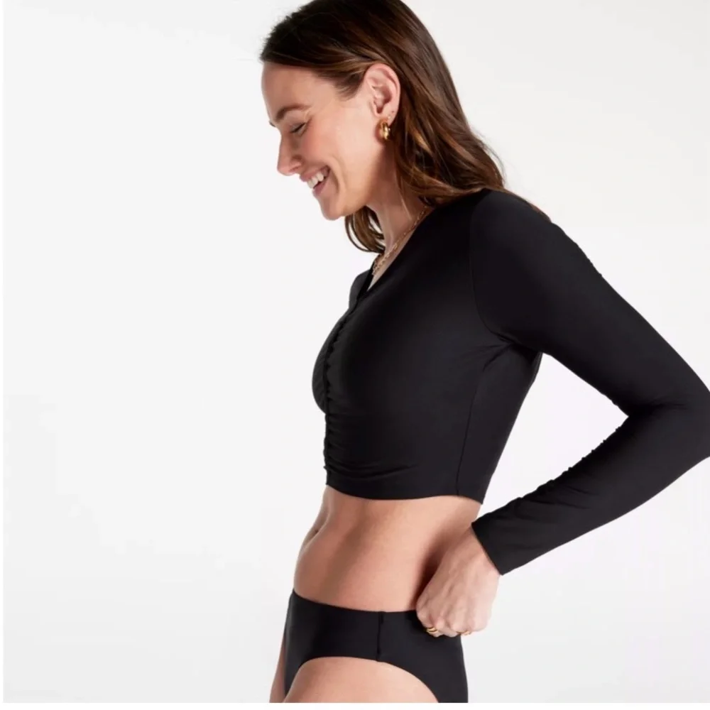 CALIA Swim Rashguard Long Sleeve Cropped Top XL, Athleisure, black spf 50 - Picture 2 of 7